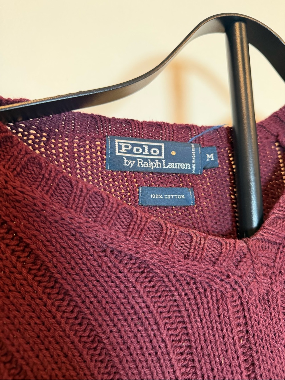 Polo Ralph Lauren Men's V-Neck Ribbed Sweater - Burgundy - Picture 3 of 5